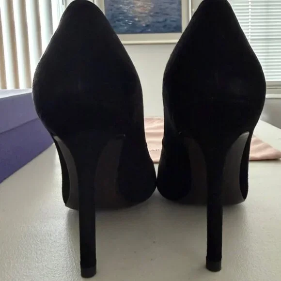 STUART WEITZMAN NOUVEAU BLACK SUEDE 100 MM PUMPS SIZE 6 M - NEW TAGS